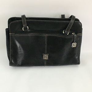 Black Leather Giani Bernini Satchel / Laptop Bag
